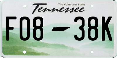 TN license plate F0838K