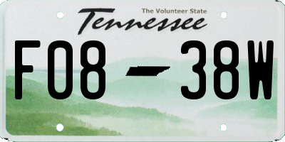 TN license plate F0838W