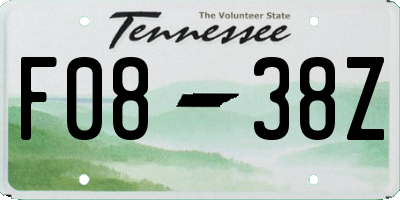TN license plate F0838Z