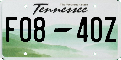 TN license plate F0840Z