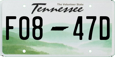 TN license plate F0847D