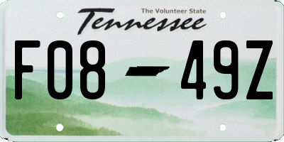 TN license plate F0849Z