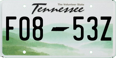 TN license plate F0853Z