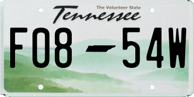 TN license plate F0854W