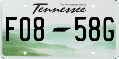 TN license plate F0858G