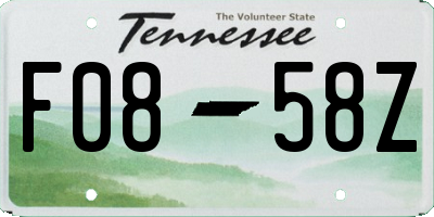 TN license plate F0858Z