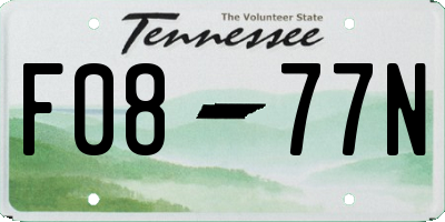 TN license plate F0877N