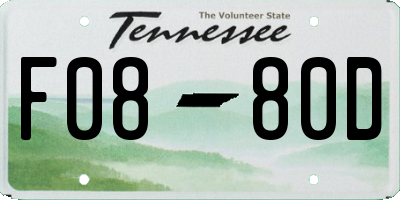 TN license plate F0880D