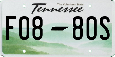 TN license plate F0880S