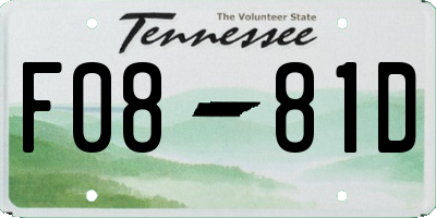 TN license plate F0881D