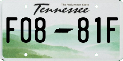 TN license plate F0881F