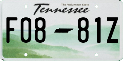 TN license plate F0881Z