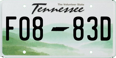 TN license plate F0883D