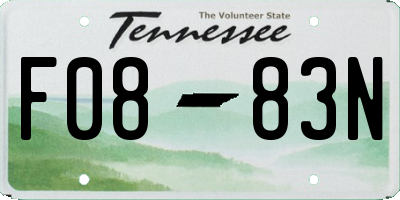 TN license plate F0883N