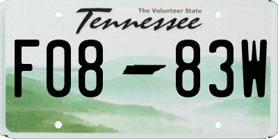 TN license plate F0883W