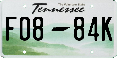 TN license plate F0884K