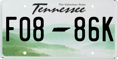 TN license plate F0886K