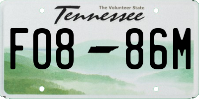 TN license plate F0886M
