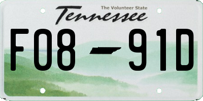 TN license plate F0891D
