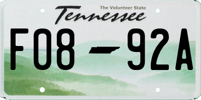 TN license plate F0892A