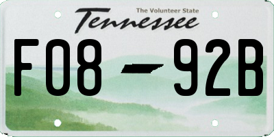 TN license plate F0892B