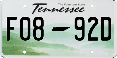 TN license plate F0892D