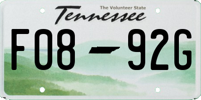 TN license plate F0892G