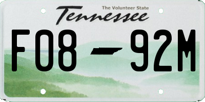 TN license plate F0892M