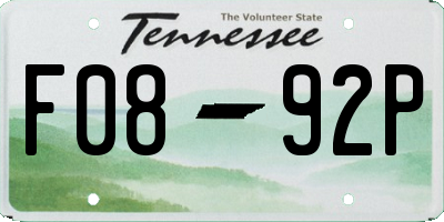 TN license plate F0892P