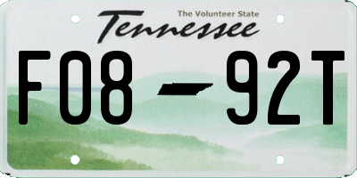 TN license plate F0892T