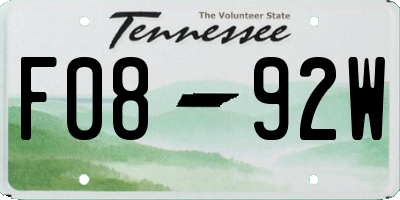 TN license plate F0892W