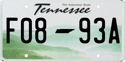 TN license plate F0893A