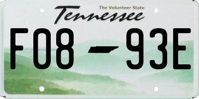 TN license plate F0893E