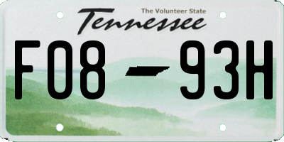 TN license plate F0893H