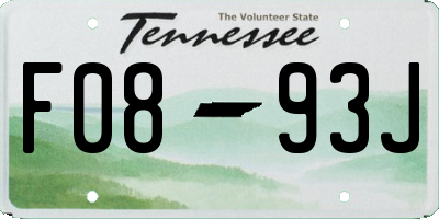 TN license plate F0893J