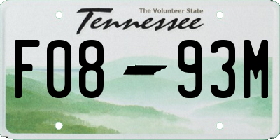 TN license plate F0893M