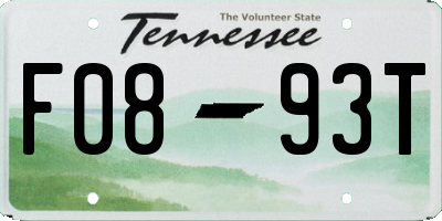 TN license plate F0893T