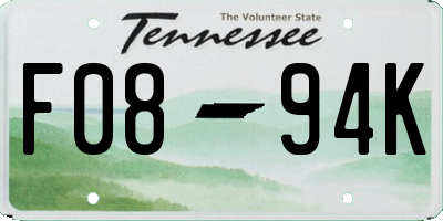 TN license plate F0894K