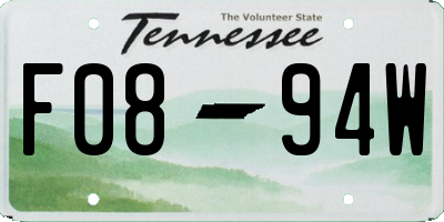 TN license plate F0894W