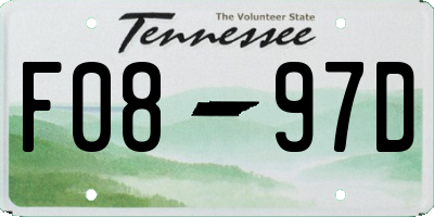 TN license plate F0897D