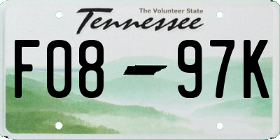 TN license plate F0897K