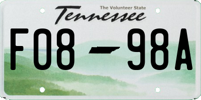 TN license plate F0898A
