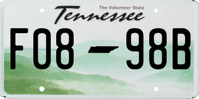 TN license plate F0898B
