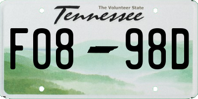 TN license plate F0898D