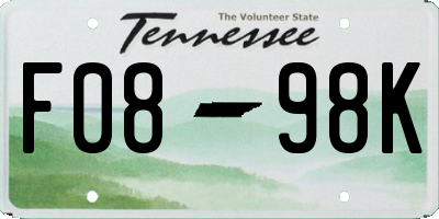 TN license plate F0898K