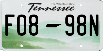 TN license plate F0898N