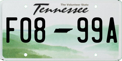 TN license plate F0899A