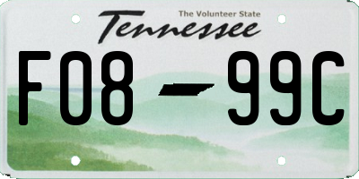 TN license plate F0899C