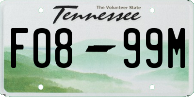 TN license plate F0899M
