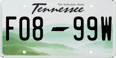 TN license plate F0899W